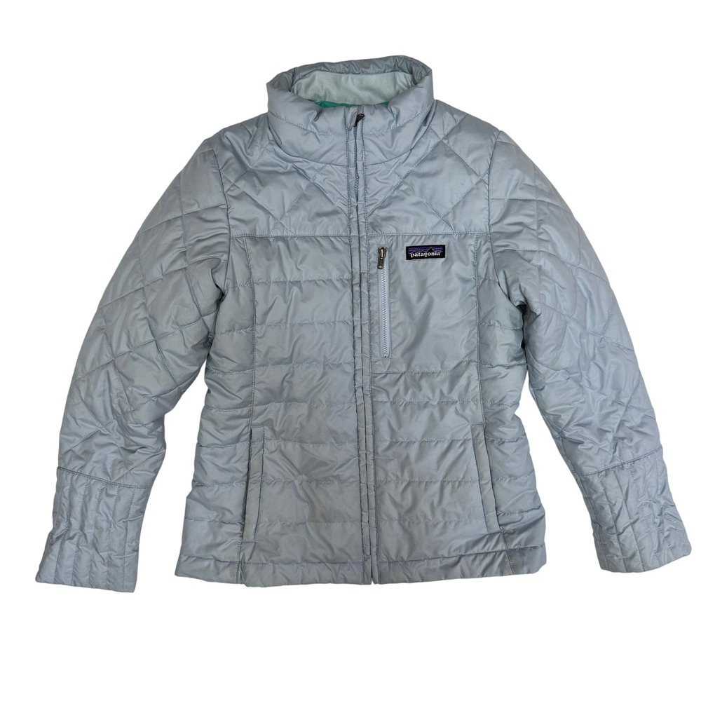 Patagonia Girls Radalie Quilted Insulated Jacket Blue Grey Size L 12